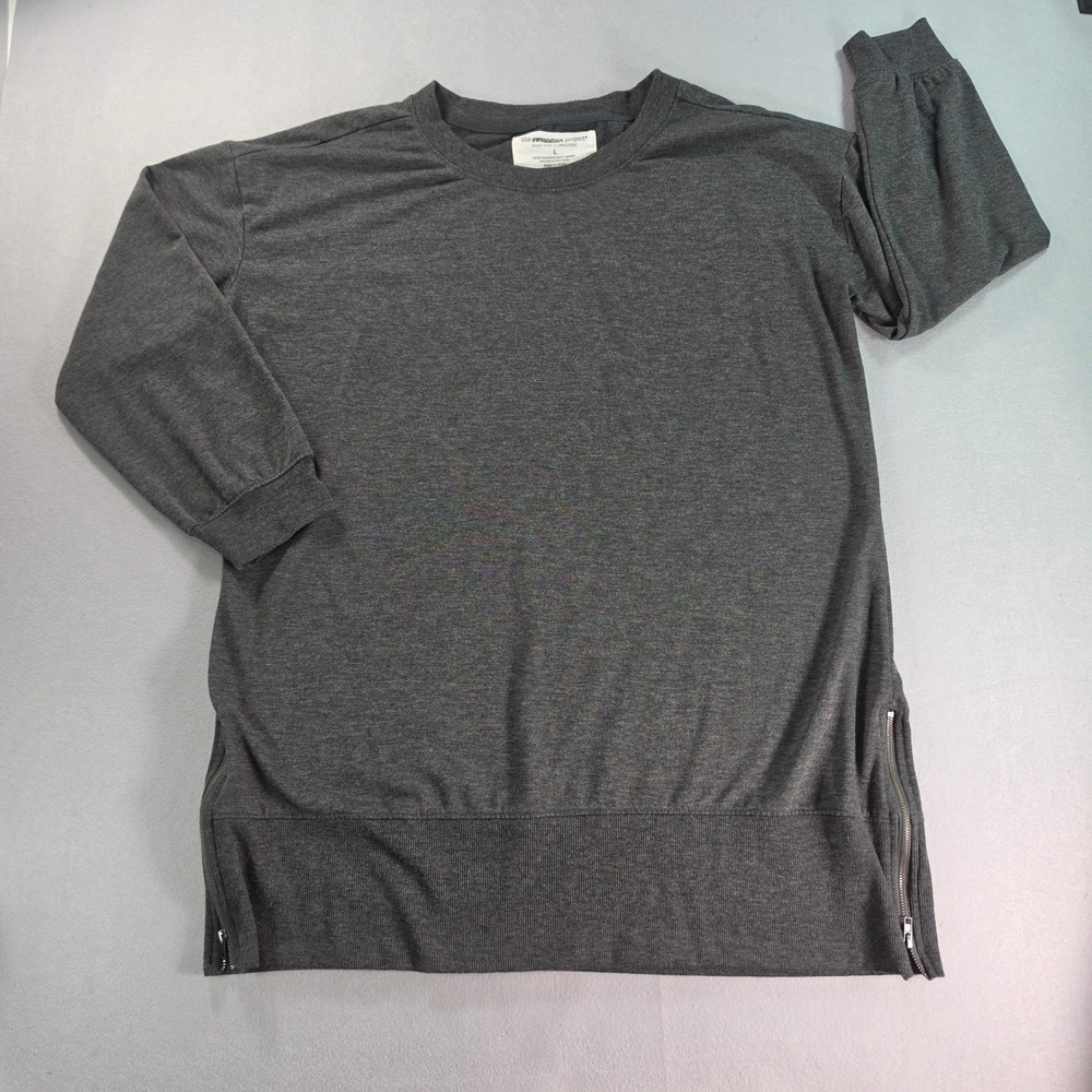 The Sweatshirt Project Womens L Gray Side Zip Pullover Sweatshirt Long Sleeve